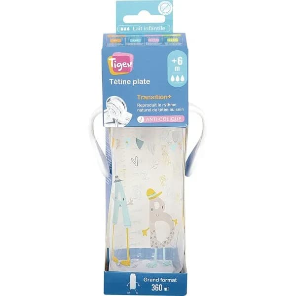 Biberón 360 ML + 6M Tetina Silicona Plana - 1 ud - Imagen del producto en Findit