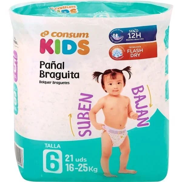 Pañal Braguita Talla 6 de 16 a 25 Kilos - 21.26 ud - Imagen del producto en Findit