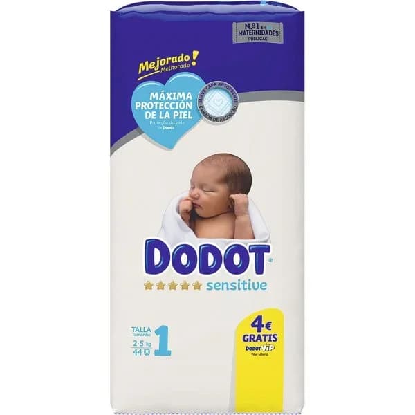 Pañales Dodot Sensitive T1 (2-5 kg) 44 ud. - 1 ud - Imagen del producto en Findit