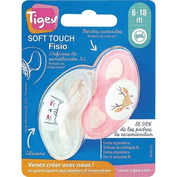 Chupete Silicona 6-18 M Fisiológico Soft Touch - 2 ud - Imagen del producto en Findit