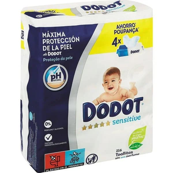 Toallitas de Bebé Dodot Sensitive Recambio 4x54 uds - 216 ud - Imagen del producto en Findit