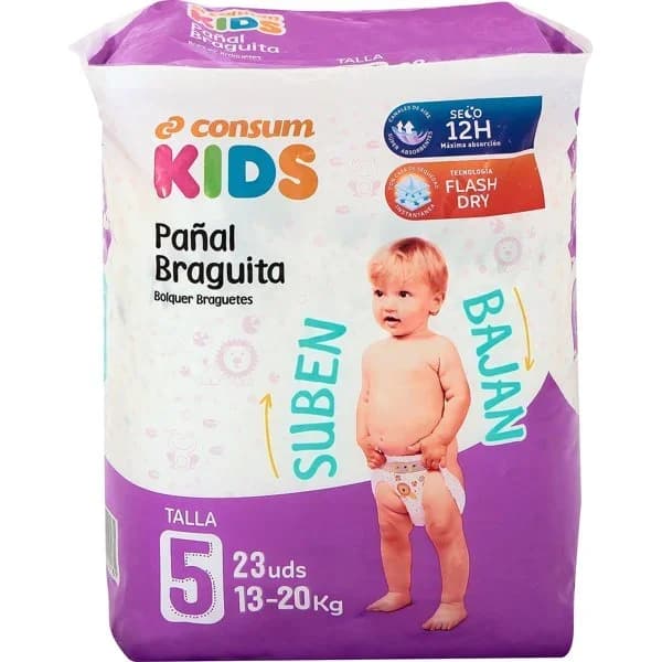 Pañal Braguita Talla 5 de 13 a 20 Kilos - 22.72 ud - Imagen del producto en Findit