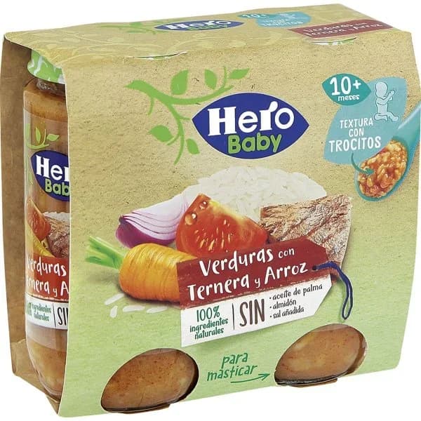 Tarrito de verduras, ternera y arroz HERO, pack 2x235 g - 0.47 kg - Imagen del producto en Findit