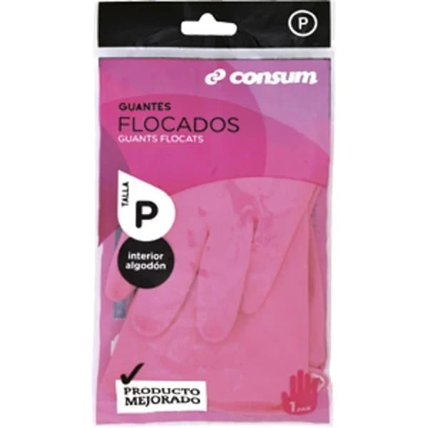 Guante Flocado Látex Rosa Talla Pequeña - 1 ud - Imagen del producto en Findit