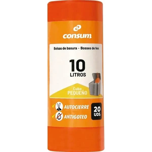 Bolsa Basura Pequeña Naranja 10 Litros - 1 ud - Imagen del producto en Findit