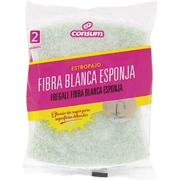 Estropajo Fibra Blanca con Esponja - 2 ud - Imagen del producto en Findit