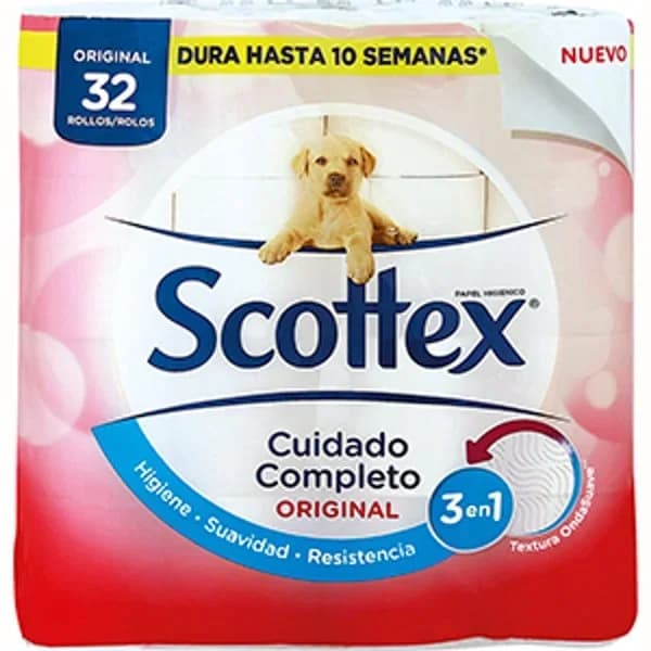 Papel higiénico original SCOTTEX, paquete 32 rollos - 32 ud - Imagen del producto en Findit