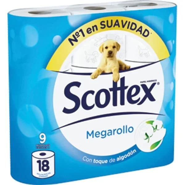 Papel higiénico megarollo Scottex bolsa 9 unidades - 9 ud - Imagen del producto en Findit