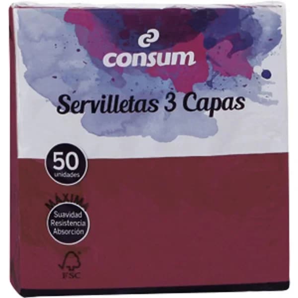 Servilleta 3 Capas Burdeos/Crema 40x40 - 53.17 ud - Imagen del producto en Findit