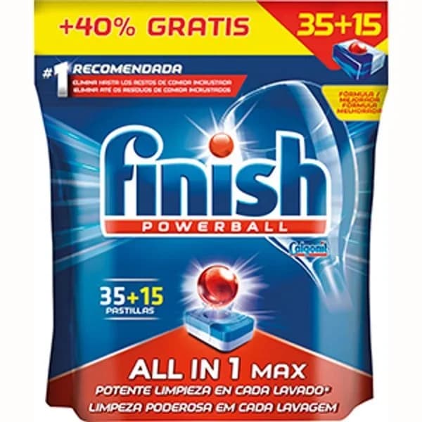 Lavavajillas máquina FINISH Todo en 1, bolsa 35+13 dosis - 0.77 kg - Imagen del producto en Findit
