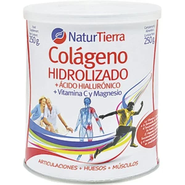 Colágeno hidrolizado con magnesio + Ácido hialurónico y vitamina C NaturTierra sin gluten 250 g. - 0.25 kg - Imagen del producto en Findit