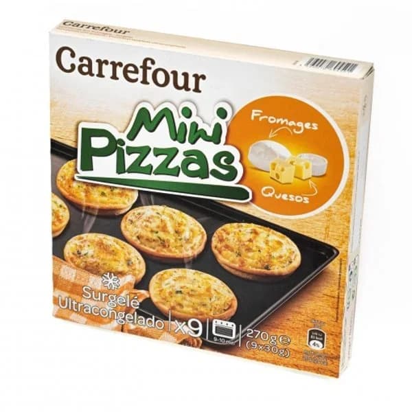 Mini pizzas 3 quesos Carrefour 270 g. - 0.27 kg - Imagen del producto en Findit