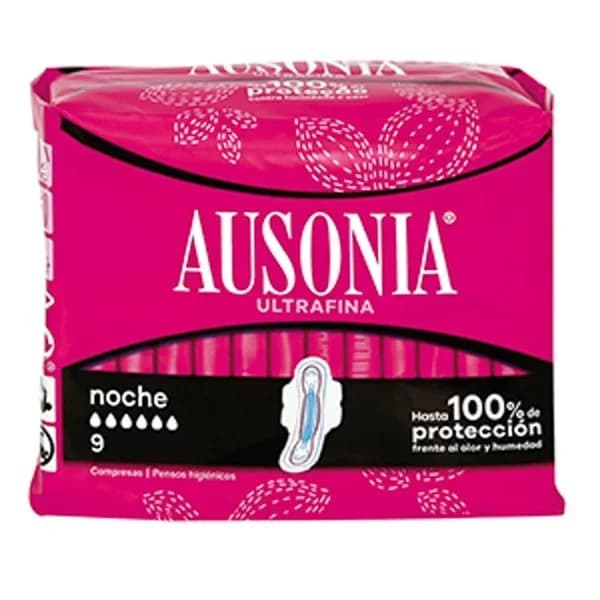 Compresa noche con alas AUSONIA, paquete 9 unid. - 1 ud - Imagen del producto en Findit