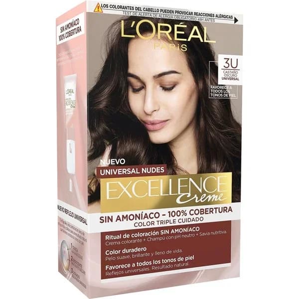 Coloración 3U castaño oscuro EXCELLENCE CREME, caja 1 ud - 1 ud - Imagen del producto en Findit