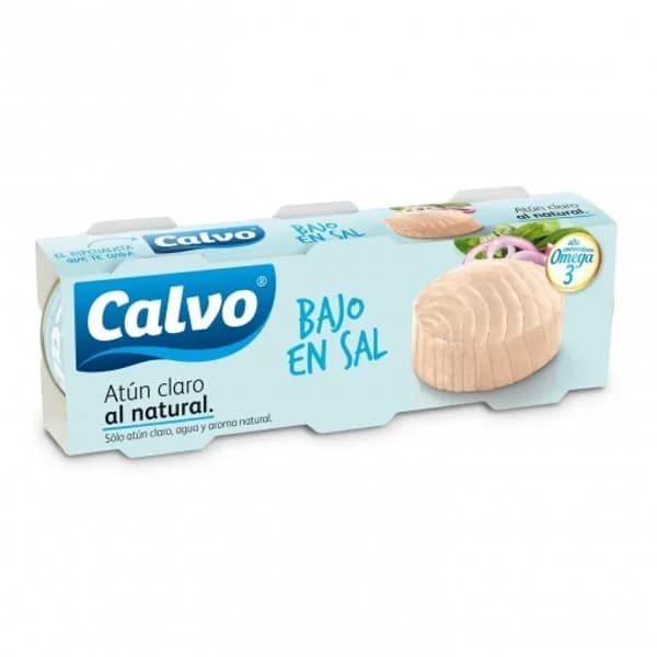 Atún claro al natural bajo en sal CALVO, pack 3x56 g - 0.17 kg - Imagen del producto en Findit