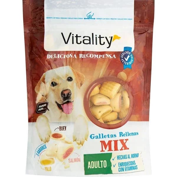 Galletas Perro Rellenas Pollo-Buey-Salmón - 0.35 kg - Imagen del producto en Findit