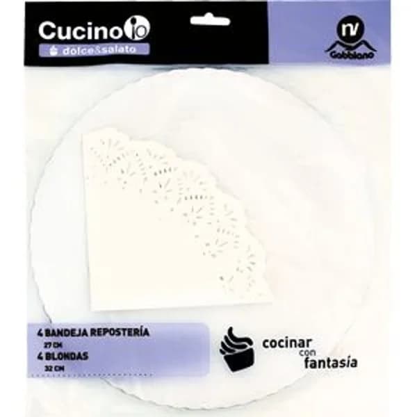 Bandeja Cartón Redonda más Blondas 32cm 4un. - 1 ud - Imagen del producto en Findit