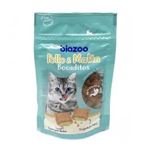 Bocaditos de pollo y malta para gato BIOZOO, paquete 60 g - 1 ud - Imagen del producto en Findit