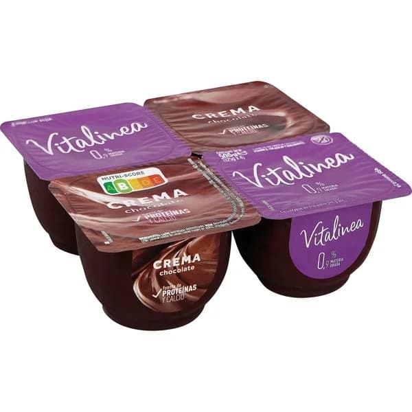 Postre lácteo crema de chocolate 0% VITALÍNEA, pack 4x125 g - 0.5 kg - Imagen del producto en Findit