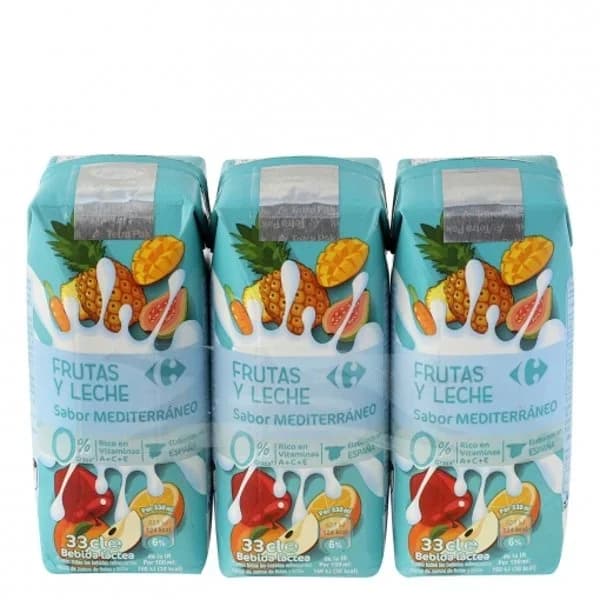 Zumo de fruta y leche Carrefour Mediterráneo pack de 3 briks de 33 cl. - 0.99 l - Imagen del producto en Findit