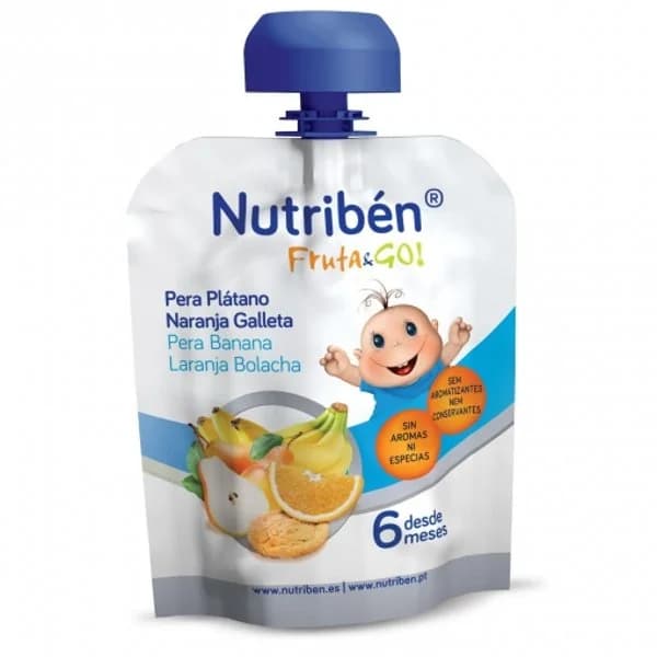 Bolsita de frutas, pera, plátano y galleta NUTRIBEN, bolsa 90 g - 0.09 kg - Imagen del producto en Findit