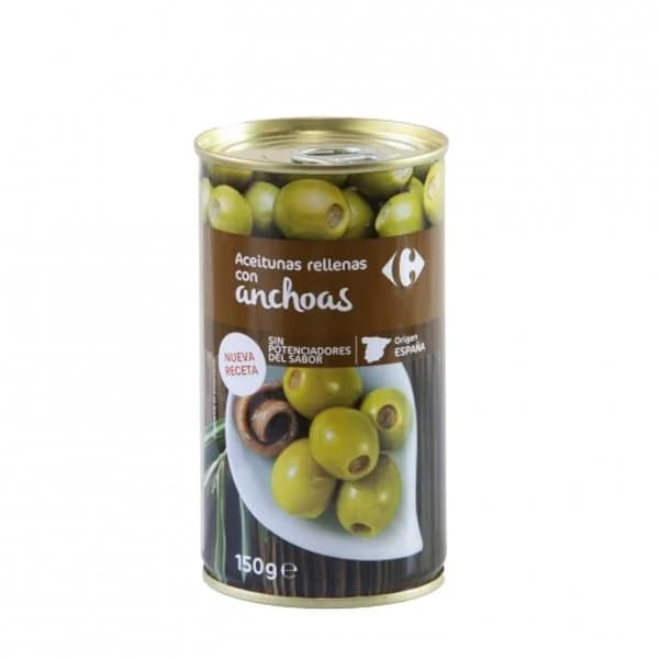 Aceitunas verdes rellenas de anchoa Carrefour 150 g. - 0.15 kg - Imagen del producto en Findit