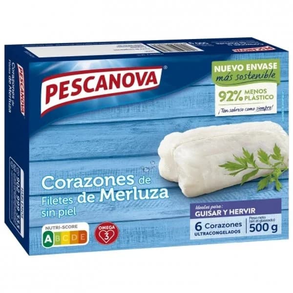Corazones de merluza sin piel PESCANOVA, caja 500 g - 0.5 kg - Imagen del producto en Findit