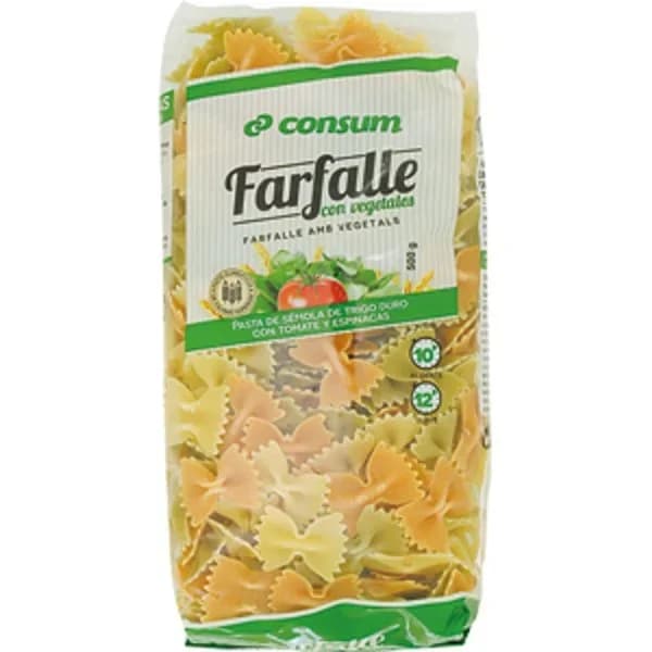 Farfalle con Vegetales Paquete - 0.5 kg - Imagen del producto en Findit