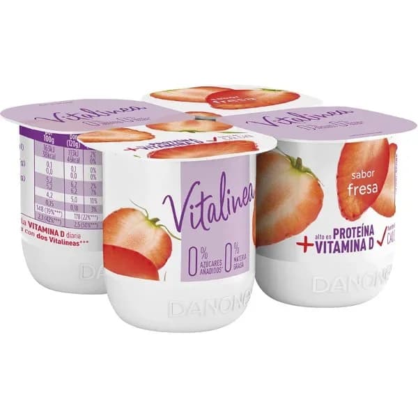 Yogur Vitalinea Desnatado Fresa 4UD - 0.48 kg - Imagen del producto en Findit