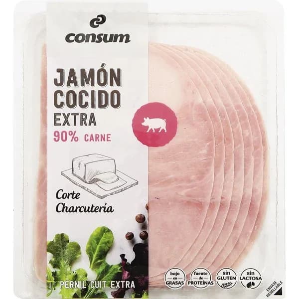 Jamón Cocido Extra Corte Charcutería - 0.2 kg - Imagen del producto en Findit