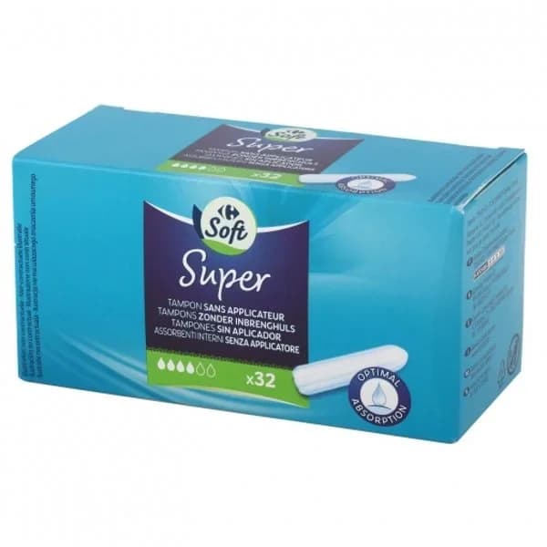 Tampones super sin aplicador Soft Carrefour 32 ud. - 32.27 ud - Imagen del producto en Findit