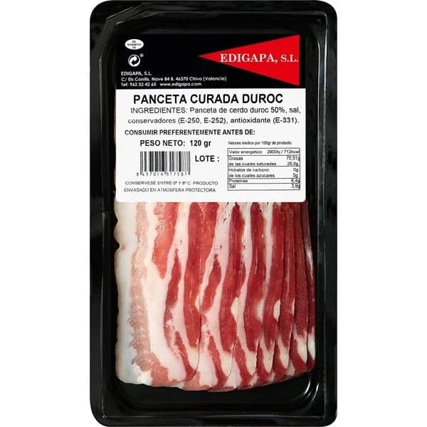 Panceta Natural Curada Duroc - 0.12 kg - Imagen del producto en Findit