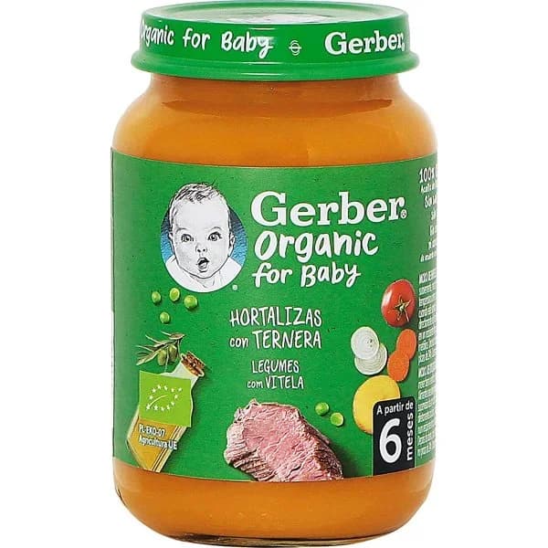 Tarrito de hortalizas con ternera desde 6 meses ecológico Gerber sin gluten 190 g. - 0.19 kg - Imagen del producto en Findit