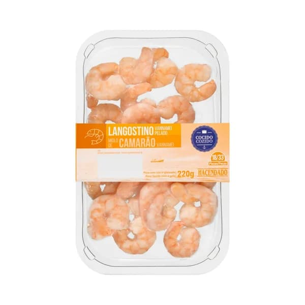 Langostino cocido y pelado Hacendado ultracongelado - 0.22 kg - Imagen del producto en Findit