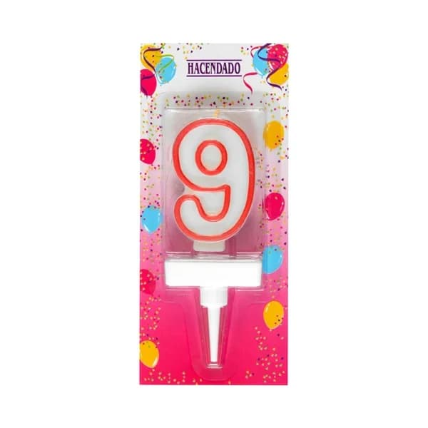 Vela de cumpleaños 9 Hacendado - 1 ud - Imagen del producto en Findit