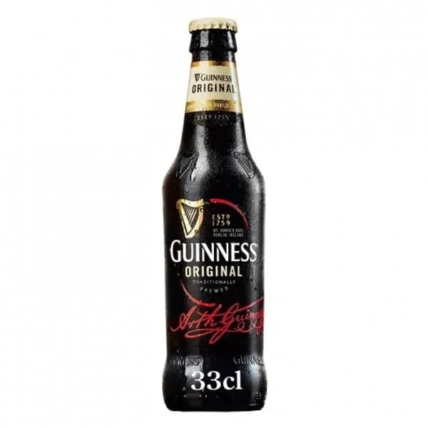 Cerveza Guinness Original irlandesa negra botella 33 cl. - 0.33 l - Imagen del producto en Findit