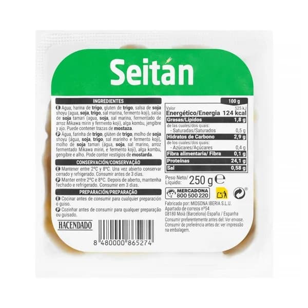 Seitán Hacendado - 0.25 kg - Imagen del producto en Findit