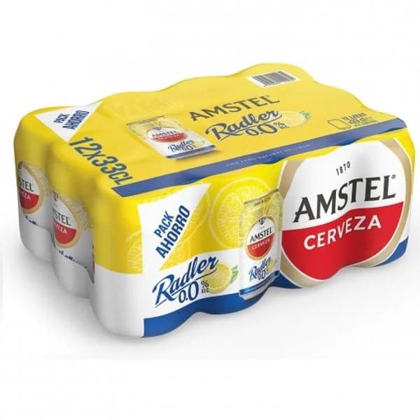Cerveza radler con limón 0,0% alcohol Amstel lata 12 x 33 cl - 3.96 l - Imagen del producto en Findit