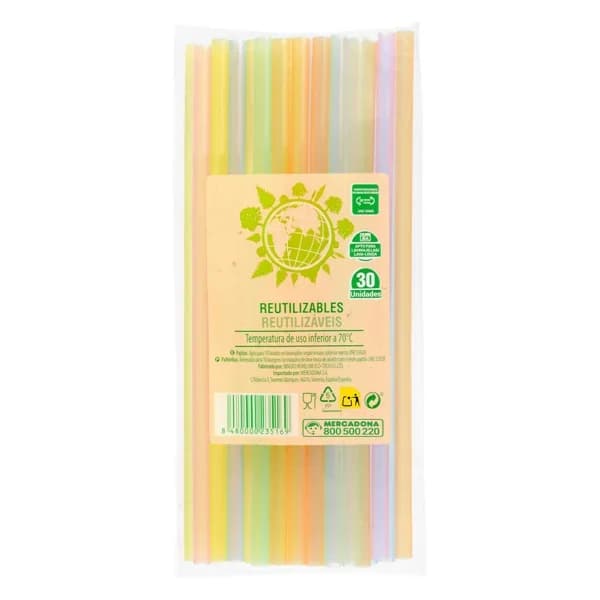 Pajitas rectas reutilizables - 29.73 ud - Imagen del producto en Findit