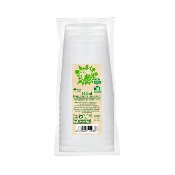 Vasos grandes de plástico Bosque Verde reutilizables - 10 ud - Imagen del producto en Findit