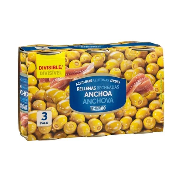 Aceitunas verdes rellenas de anchoa Hacendado - 0.45 kg - Imagen del producto en Findit