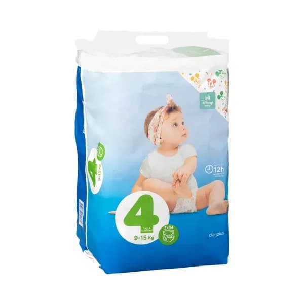 Pañales bebé talla 4 de 9-15 kg Deliplus - 101.5 ud - Imagen del producto en Findit