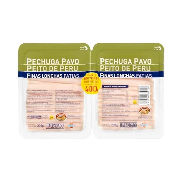 Pechuga de pavo Hacendado finas lonchas - 0.4 kg - Imagen del producto en Findit
