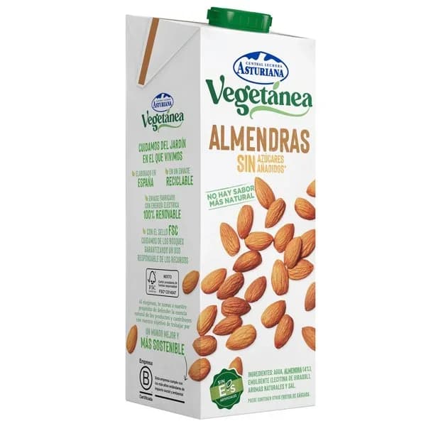 Bebida vegetal de almendra sin azúcar VEGETANEA, brik 1 litro - 1 l - Imagen del producto en Findit