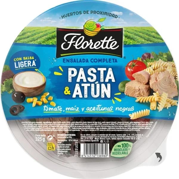Ensalada pasta y atún 325 g - 0.33 kg - Imagen del producto en Findit