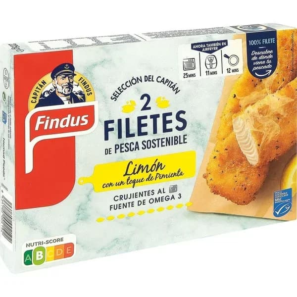 Filetes de abadejo pesca sostenible con limón FINDUS, caja 225 g - 0.23 kg - Imagen del producto en Findit