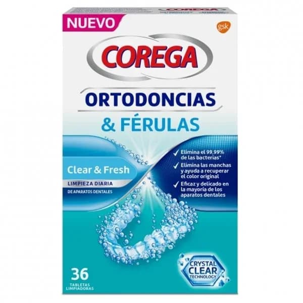 Tableta limpiadora de ortodoncias y férulas COREGA, caja 36 uds - 1 ud - Imagen del producto en Findit