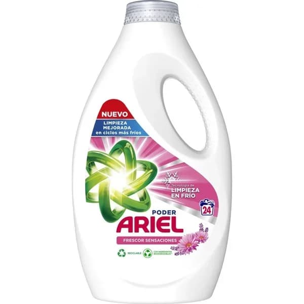 Detergente líquido ARIEL SENSACIONES, garrafa 24 dosis - 22.32 ud - Imagen del producto en Findit