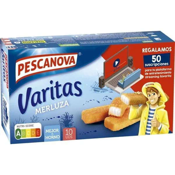 Varitas de merluza empanadas congeladas 300 g - 0.3 kg - Imagen del producto en Findit