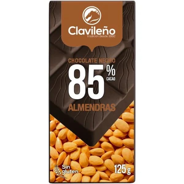 Chocolate Negro con Almendras 85% Tableta 125G - 0.12 kg - Imagen del producto en Findit